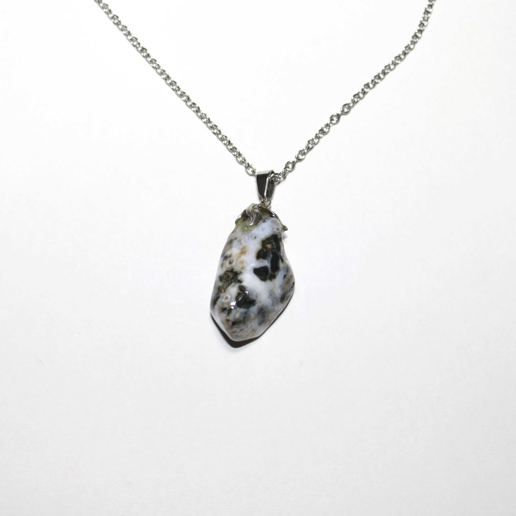 Collana collezione "Riflessi di Natura" in acciaio con pietra naturale "Diaspro oceano"