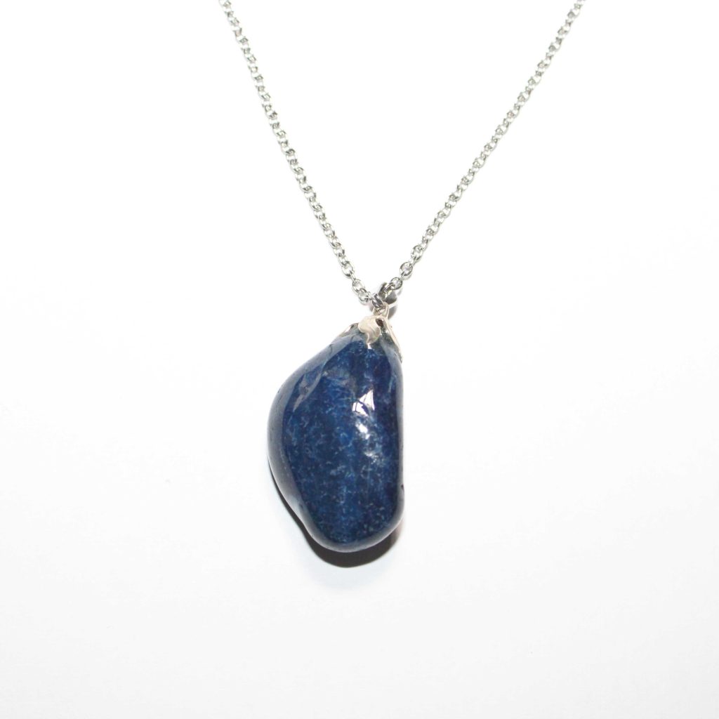 Collana collezione "Riflessi di Natura" in acciaio con pietra naturale "Agata blu"