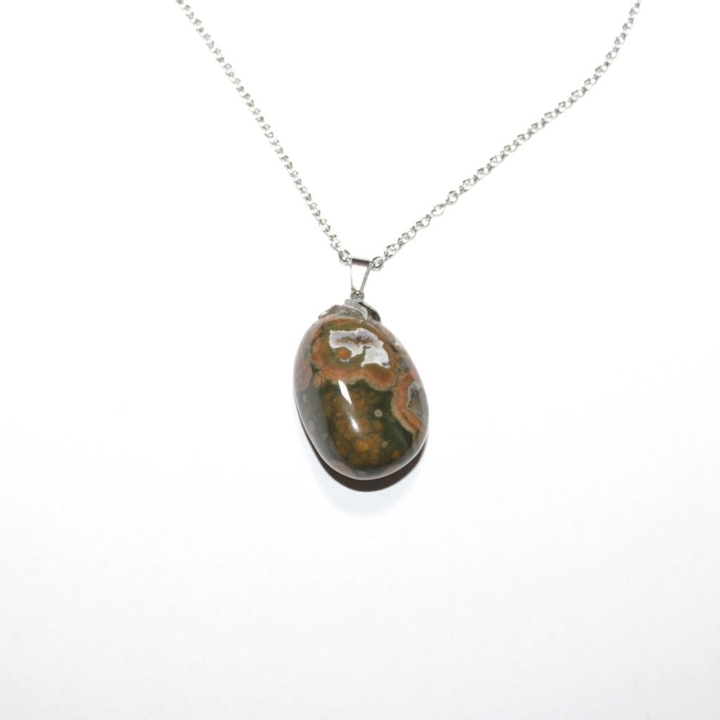 Collana collezione "Riflessi di Natura" in acciaio con pietra naturale "Riolite"