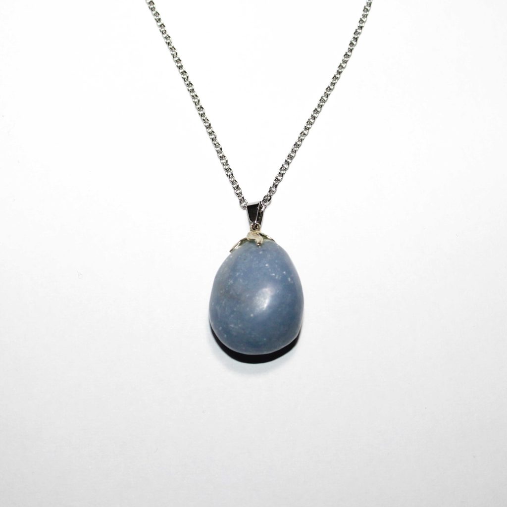 Collana collezione "Riflessi di Natura" in acciaio con pietra naturale "Angelite"