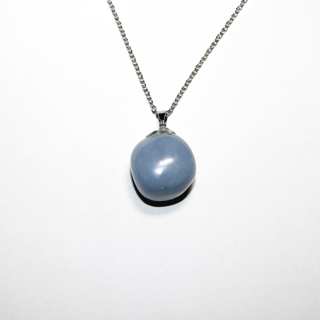 Collana collezione "Riflessi di Natura" in acciaio con pietra naturale "Angelite"