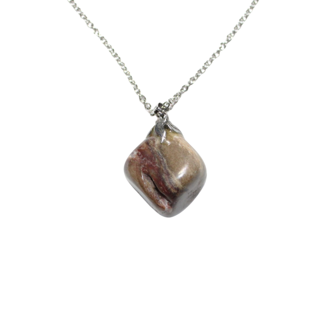 Collana collezione "Riflessi di Natura" in acciaio con pietra naturale "Legno fossile"