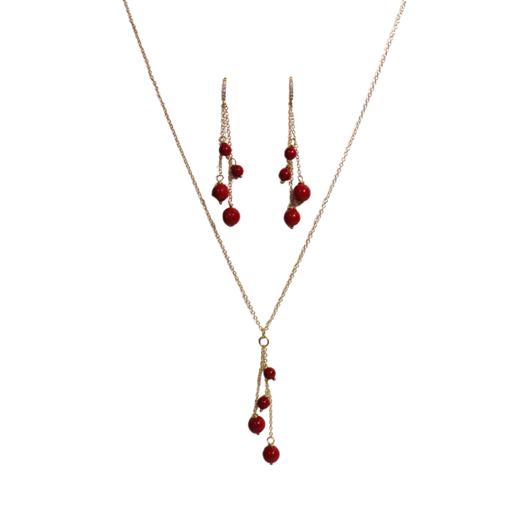 Parure collezione "Incanto Corallo" in argento925 e acciaio